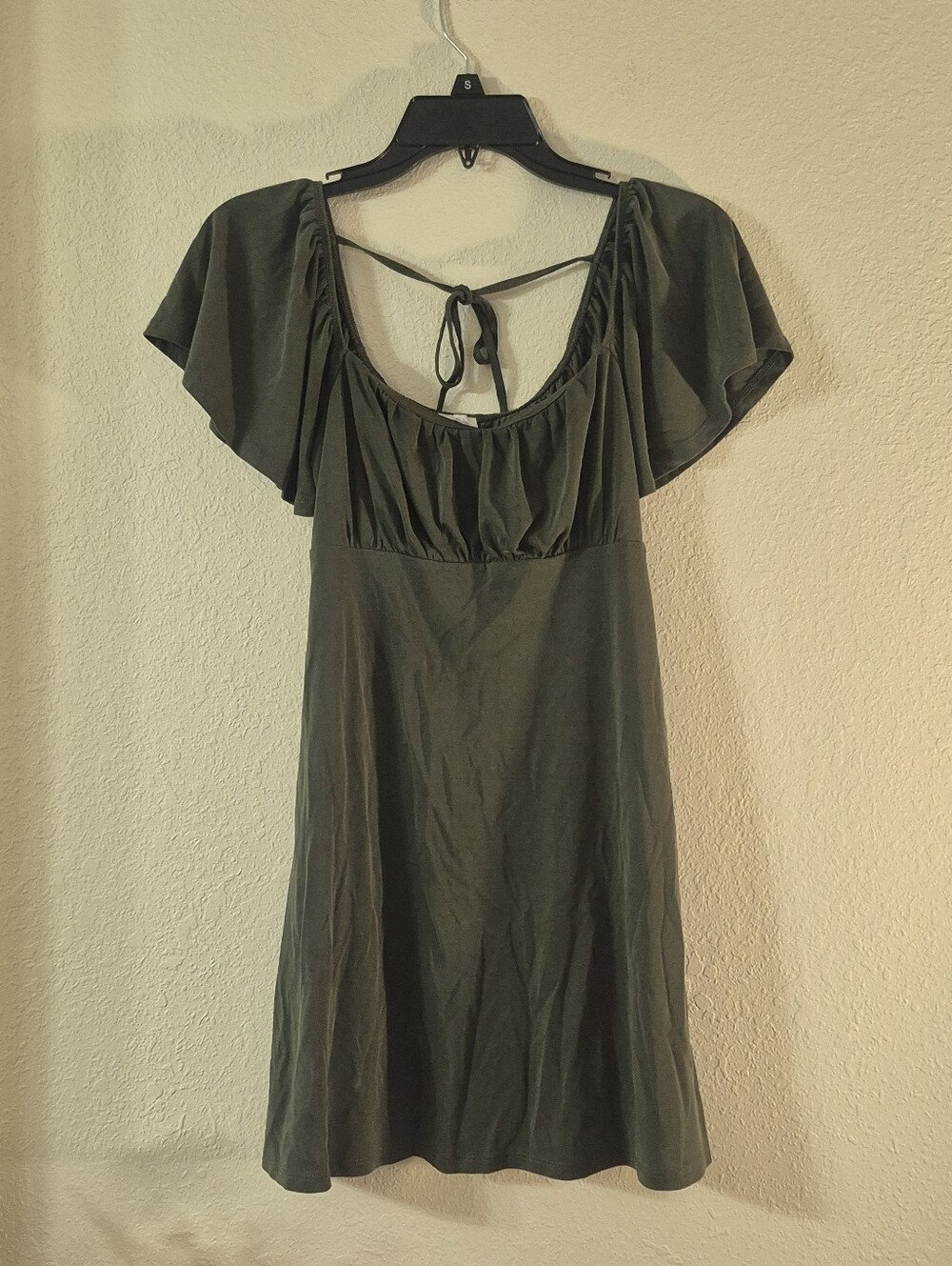 Blue Rain Olive Green Flutter Sleeve Tunic
